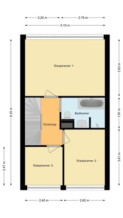 Plattegrond - Burgemeester Timmermanslaan 135, 3481 BR Harmelen - Eerste verdieping.jpg